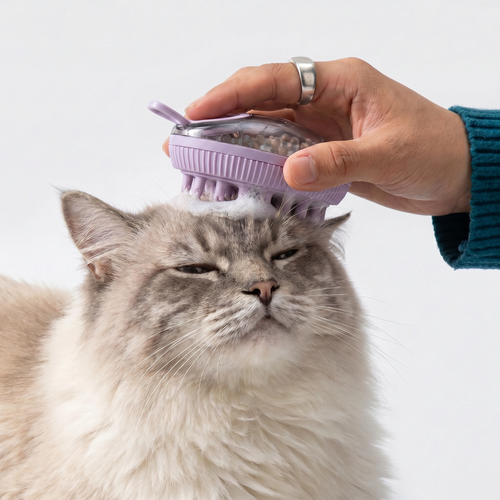 Cepillo de Baño con Dispensador de Shampoo para Mascotas — Silicona Suave